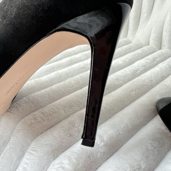 Calvin Klein Nastassia Suede Leather D'orsay Cutout Peep Toe Bootie Heels US 10 - Picture 6 of 15